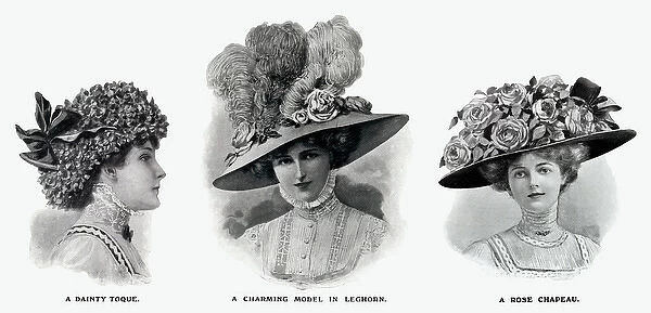 Edwardian hats using floral decorations 1909
