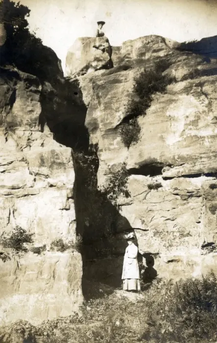 Framed Print : Edwardian Ladies Posing by a Rock Framed Print : Edwardian Ladies Posing by a Rock