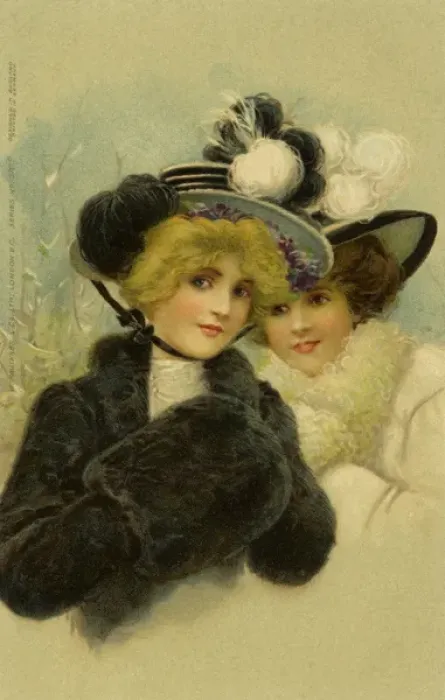 Framed Print : Edwardian ladies in winter Framed Print : Edwardian ladies in winter