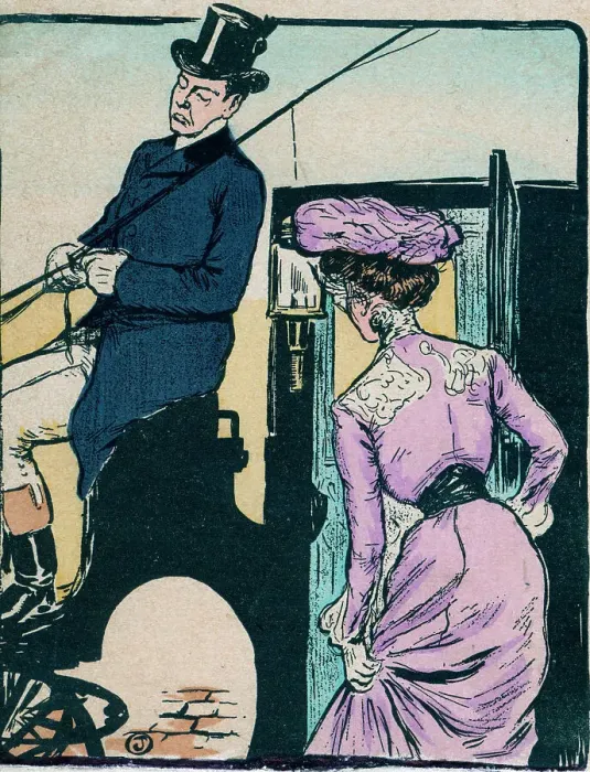 Framed Print : Edwardian lady hailing a top hatted cabbie Framed Print : Edwardian lady hailing a top hatted cabbie