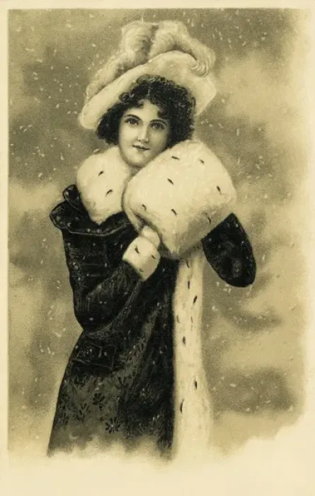 Framed Print : Edwardian lady with muff Framed Print : Edwardian lady with muff