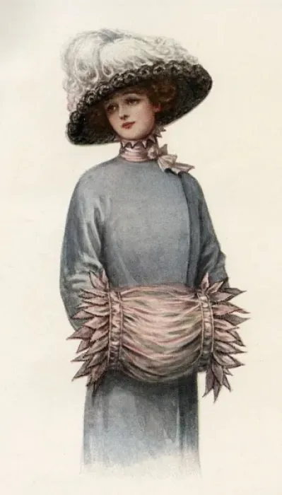 Framed Print : Edwardian lady with muff designed by Mrs Ralston Framed Print : Edwardian lady with muff designed by Mrs Ralston
