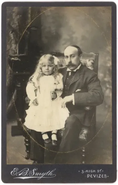 Framed Print : Edwardian man with a little girl in a white dress Framed Print : Edwardian man with a little girl in a white dress