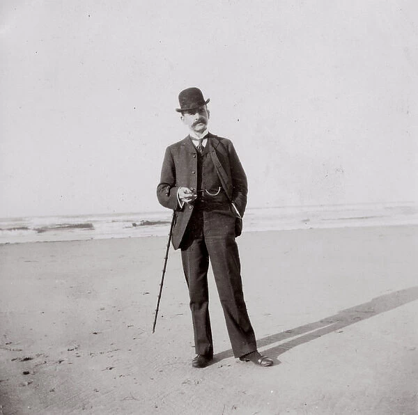 Edwardian man at the seaside, Saltburn, North Yorkshire