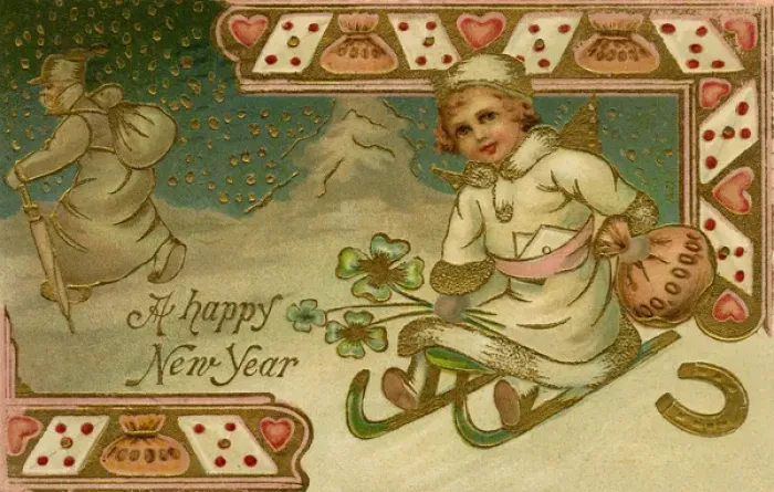 Framed Print : Edwardian New Year postcard Framed Print : Edwardian New Year postcard