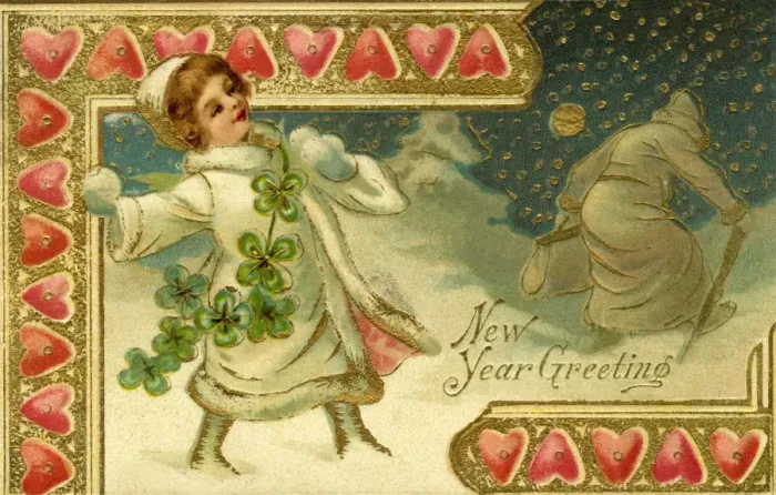 Framed Print : Edwardian New Year postcard Framed Print : Edwardian New Year postcard