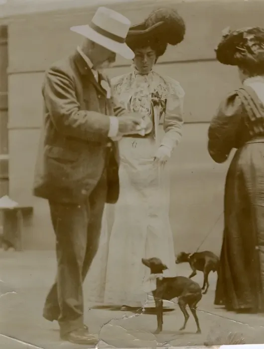 Framed Print : Edwardian people with English toy terriers Framed Print : Edwardian people with English toy terriers
