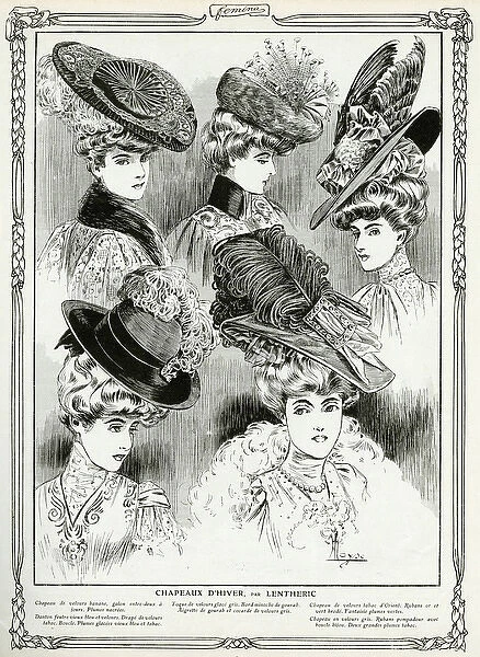 Edwardian slanted cartwheel hats 1905