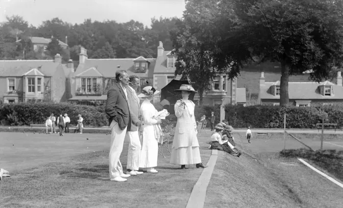 Framed Print : Edwardian Tennis spectators and bowls green Framed Print : Edwardian Tennis spectators and bowls green