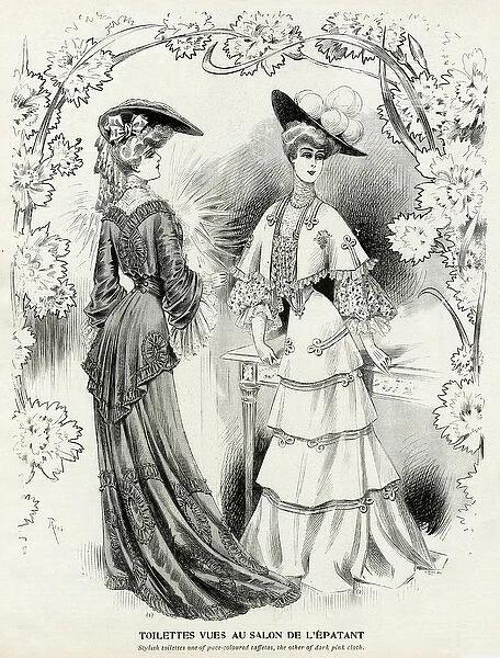 Edwardian women wearing bell shaped skirts 1904