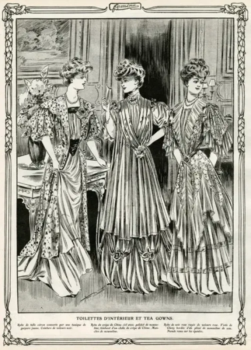 Framed Print : Edwardian women wearing teagowns 1905 Framed Print : Edwardian women wearing teagowns 1905