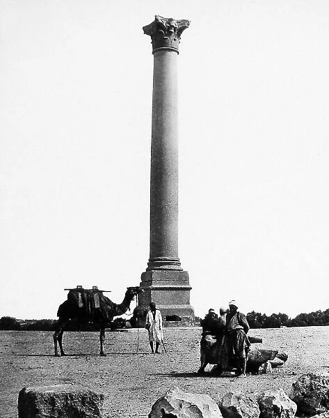 Egypt Alexandria Pompey's Pillar Victorian period