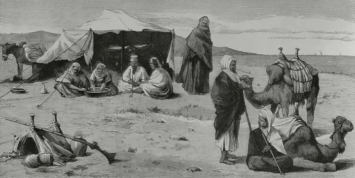 Framed Print : Egypt. Bedouin tent in the desert. Engraving by Rico, 1882 Framed Print : Egypt. Bedouin tent in the desert. Engraving by Rico, 1882