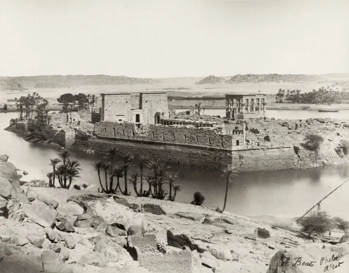 Framed Print : Egypt c. 1880s - island of Philae in the River Nile, Egypt Framed Print : Egypt c. 1880s - island of Philae in the River Nile, Egypt