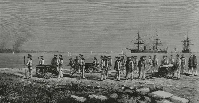 Framed Print : Egypt. Disembarkation of British sailors and bluejackets Framed Print : Egypt. Disembarkation of British sailors and bluejackets
