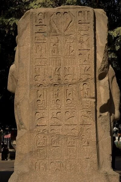 Egypt. Hieroglyphic writing. Cartridge. Back of a statue