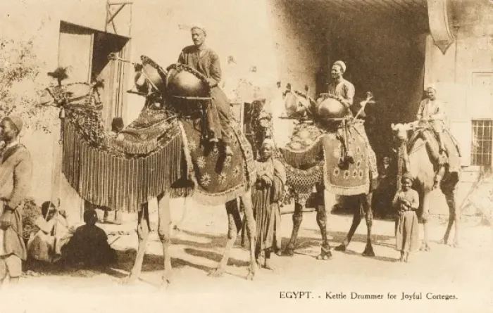 Framed Print : Egypt - Kettle Drum players riding on camels Framed Print : Egypt - Kettle Drum players riding on camels