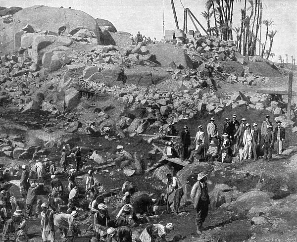 EGYPT NILE. Building the great dam at Aswan (formerly Assouan). Date: 1899