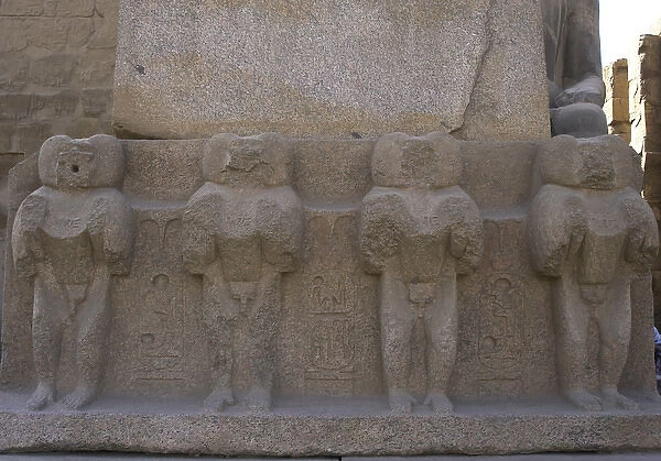Egypt. Ramesses II Obelisk. Mandrills relief. Thebes. Luxor