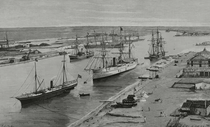 Framed Print : Egypt. Suez Canal near Port-Said. Engraving by Rico, 1882 Framed Print : Egypt. Suez Canal near Port-Said. Engraving by Rico, 1882