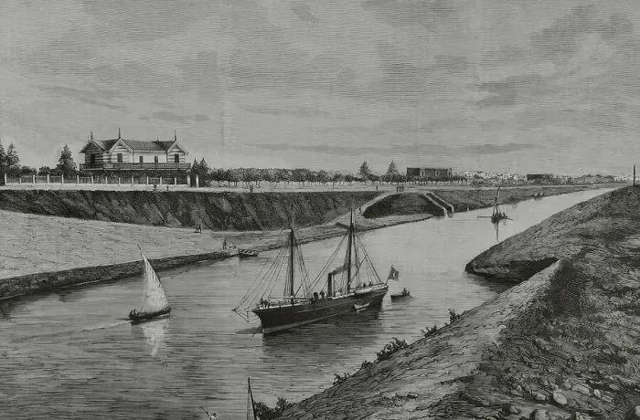 Framed Print : Egypt, Suez Canal. View of Ismailia. Engraving by Rico Framed Print : Egypt, Suez Canal. View of Ismailia. Engraving by Rico