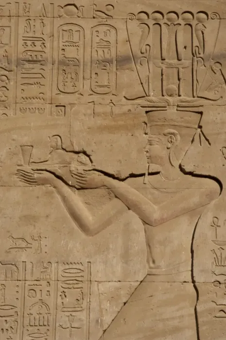 Framed Print : Egypt. Temple of Horus. Relief depicting a Ptolemaic pharaoh