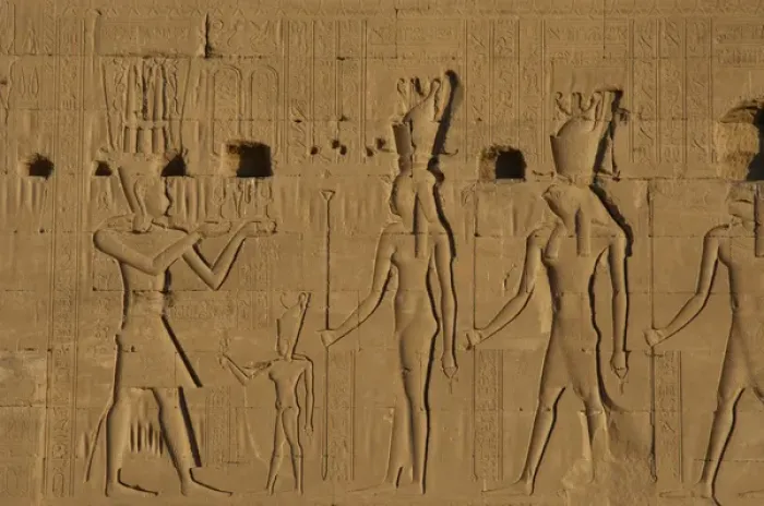 Framed Print : Egyptian Art. Dendera. Temple of Hathor. The god Ihy, as adu Framed Print : Egyptian Art. Dendera. Temple of Hathor. The god Ihy, as adu