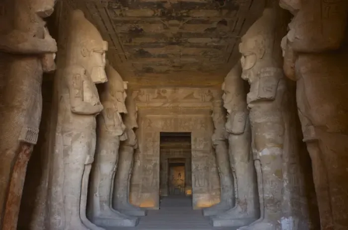 Framed Print : Egyptian art. Great Temple of Ramses II (1290-1224 BC). Fune Framed Print : Egyptian art. Great Temple of Ramses II (1290-1224 BC). Fune