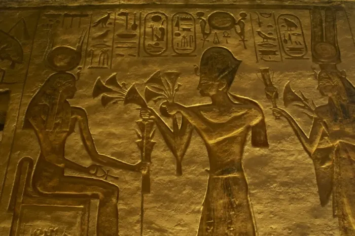 Framed Print : Egyptian art. Great Temple of Ramses II. Relief depicting ph Framed Print : Egyptian art. Great Temple of Ramses II. Relief depicting ph