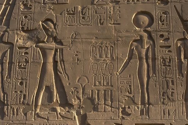 Egyptian Art. Karnak. The Pharaoh Ramesses II making libatio