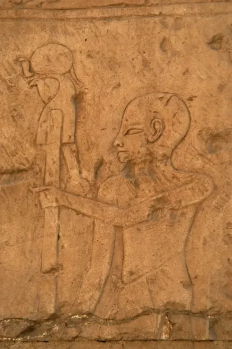 Framed Print : EGYPTIAN ART. Relief depicting a priest carrying the image o Framed Print : EGYPTIAN ART. Relief depicting a priest carrying the image o