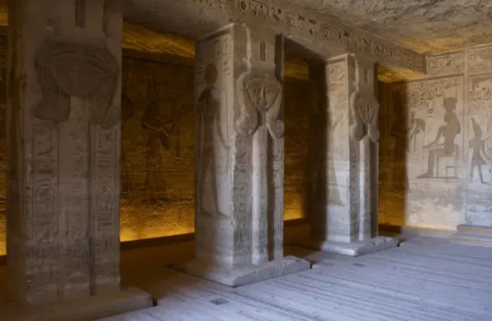 Framed Print : Egyptian art. Small Temple or Temple of Hathor. Inside view Framed Print : Egyptian art. Small Temple or Temple of Hathor. Inside view