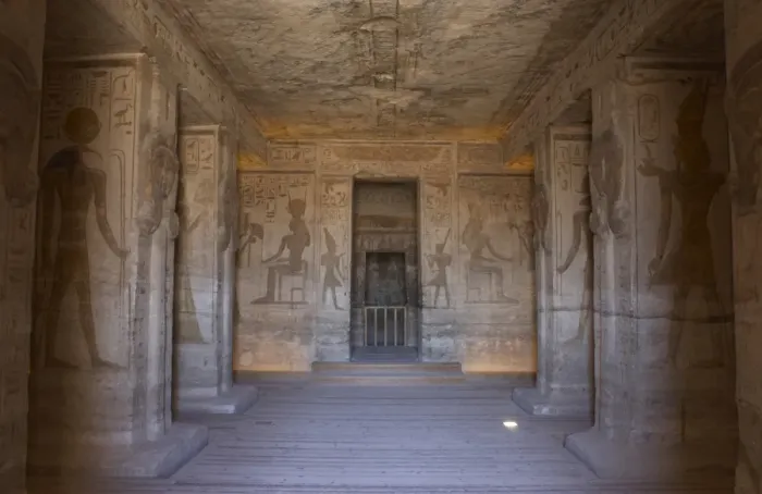 Framed Print : Egyptian art. Small Temple or Temple of Hathor. Inside view Framed Print : Egyptian art. Small Temple or Temple of Hathor. Inside view