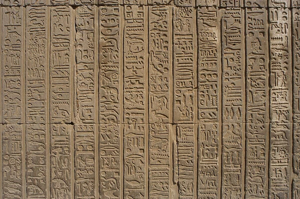 Egyptian Art. Temple of Kom Ombo. Egyptian hieroglyphs. Reli
