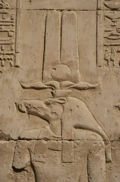 Framed Print : Egyptian Art. Temple of Kom Ombo. The god Sobek wearing shut Framed Print : Egyptian Art. Temple of Kom Ombo. The god Sobek wearing shut