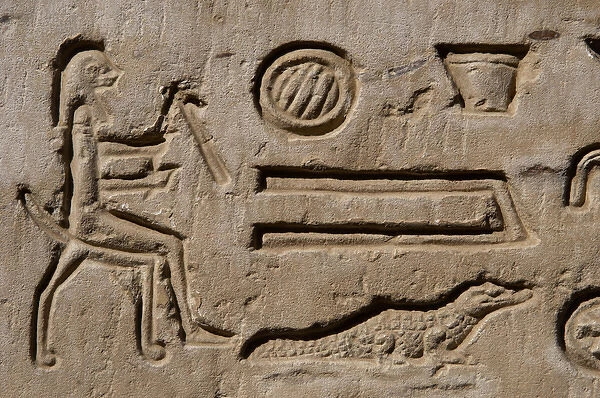 Egyptian Art. Temple of Kom Ombo. Hieroglyphic symbols and c
