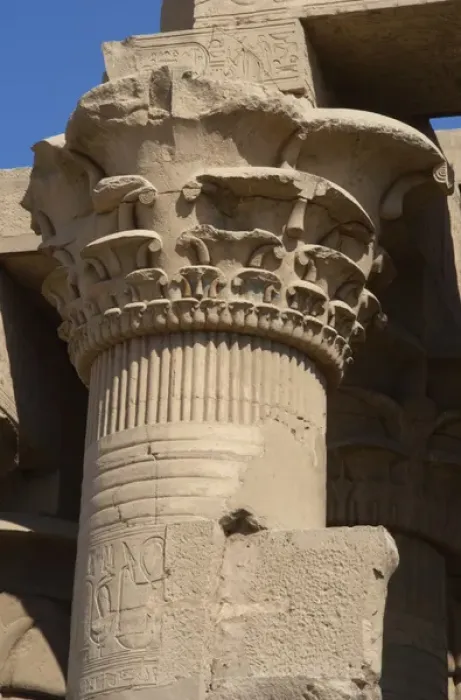 Framed Print : Egyptian Art. Temple of Kom Ombo. Papyrus column Framed Print : Egyptian Art. Temple of Kom Ombo. Papyrus column