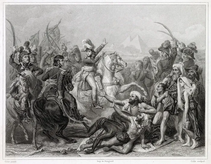 Framed Print : EGYPTIAN CAMPAIGN Napoleon defeats the Beys at the BATTLE OF THE PYRAMIDS, losing only 40 dead Date: 21 July 1798 Framed Print : EGYPTIAN CAMPAIGN Napoleon defeats the Beys at the BATTLE OF THE PYRAMIDS, losing only 40 dead Date: 21 July 1798