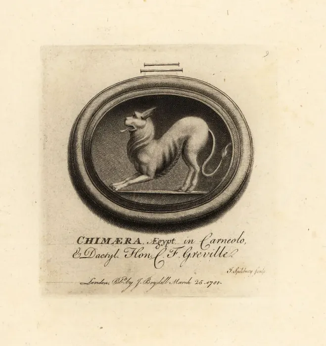 Framed Print : Egyptian chimera with lion's head, goat's body and dragon's tail Framed Print : Egyptian chimera with lion's head, goat's body and dragon's tail