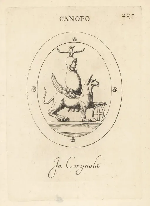 Framed Print : The Egyptian god Canopus, a human head on a hydra Framed Print : The Egyptian god Canopus, a human head on a hydra