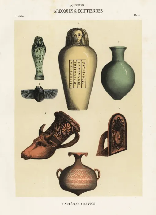 Framed Print : Egyptian and Greek pottery Framed Print : Egyptian and Greek pottery