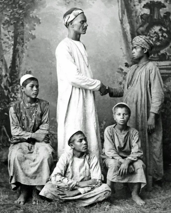 Framed Print : Egyptian man and boys Framed Print : Egyptian man and boys