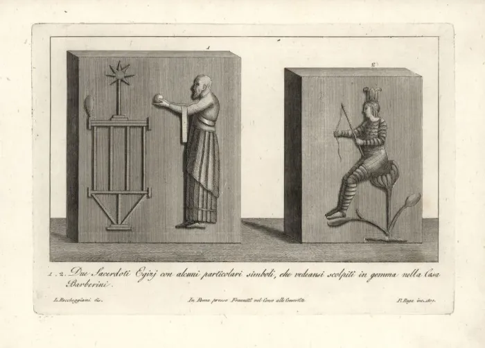 Framed Print : Two Egyptian priests with special symbols Framed Print : Two Egyptian priests with special symbols