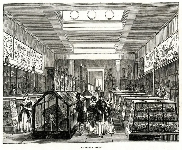 Framed Print : Egyptian Room, British Museum, London 1847 Framed Print : Egyptian Room, British Museum, London 1847