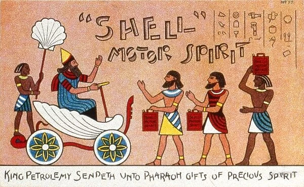 Egyptian style advertisement for Shell Motor Spirit