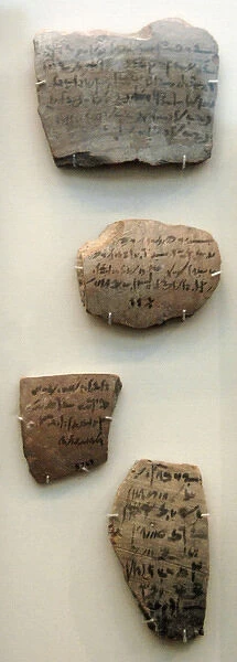Egyptians ostraca. Egyptians ceramic ostraca in demotic script with references