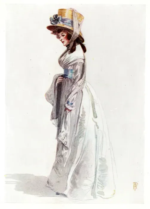 Framed Print : Eighteenth century lady in white dress and straw hat Framed Print : Eighteenth century lady in white dress and straw hat