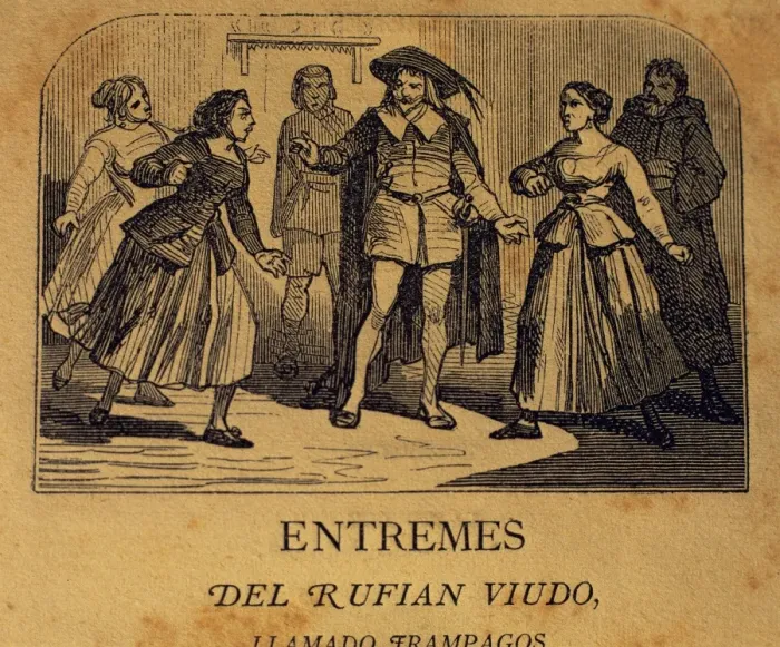 Framed Print : El Rufian viudo llamado Trampagos. Short farce by Cervantes Framed Print : El Rufian viudo llamado Trampagos. Short farce by Cervantes