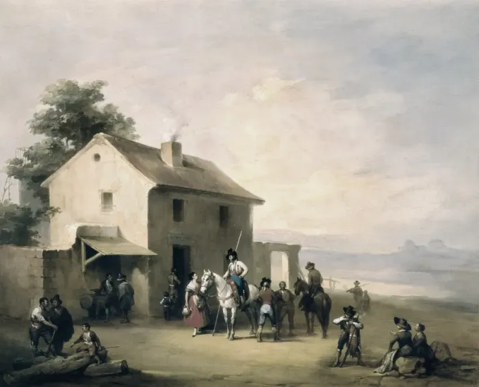 Framed Print : ELBO, Jos頨1804-1844). A Country Inn. 1843 Framed Print : ELBO, Jos頨1804-1844). A Country Inn. 1843