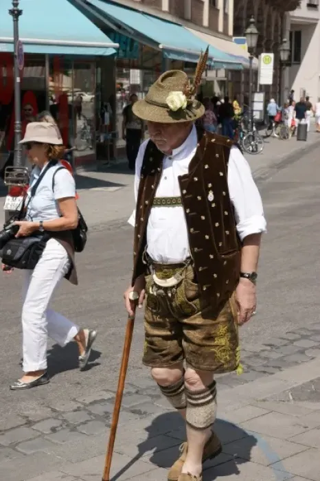 Framed Print : Elderly Bavarian man wearing lederhosen Framed Print : Elderly Bavarian man wearing lederhosen